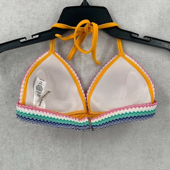 Hula Honey V Neck Crochet Bikini Swimsuit Top Yellow Blue Pink Womens Size‎ S - Picture 2 of 4